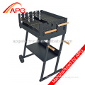 Charcoal BBQ Grill with Wooden Table Shelf